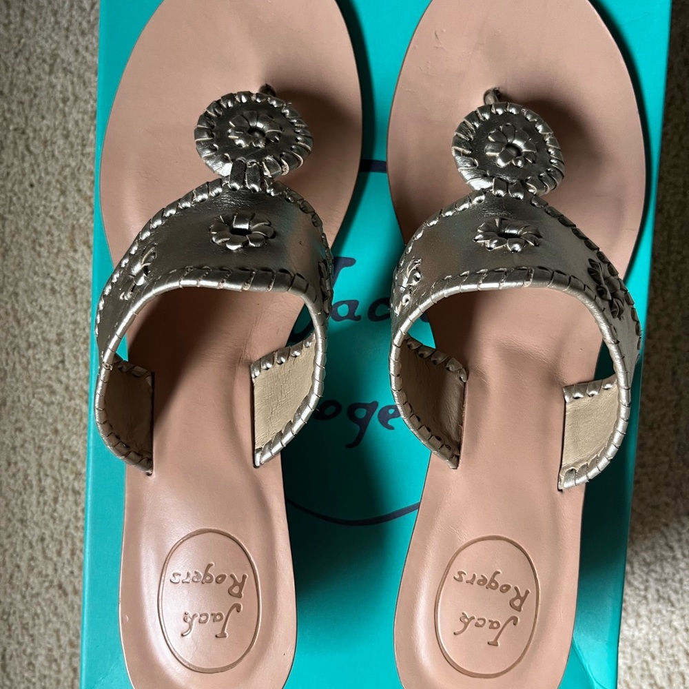 Jack Rogers Silver Wedge Sandals